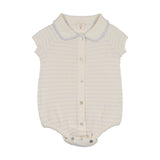 Textured Knit Romper-Clear Blue