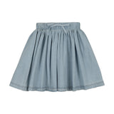 Denim Drawstring Skirt-Light Wash