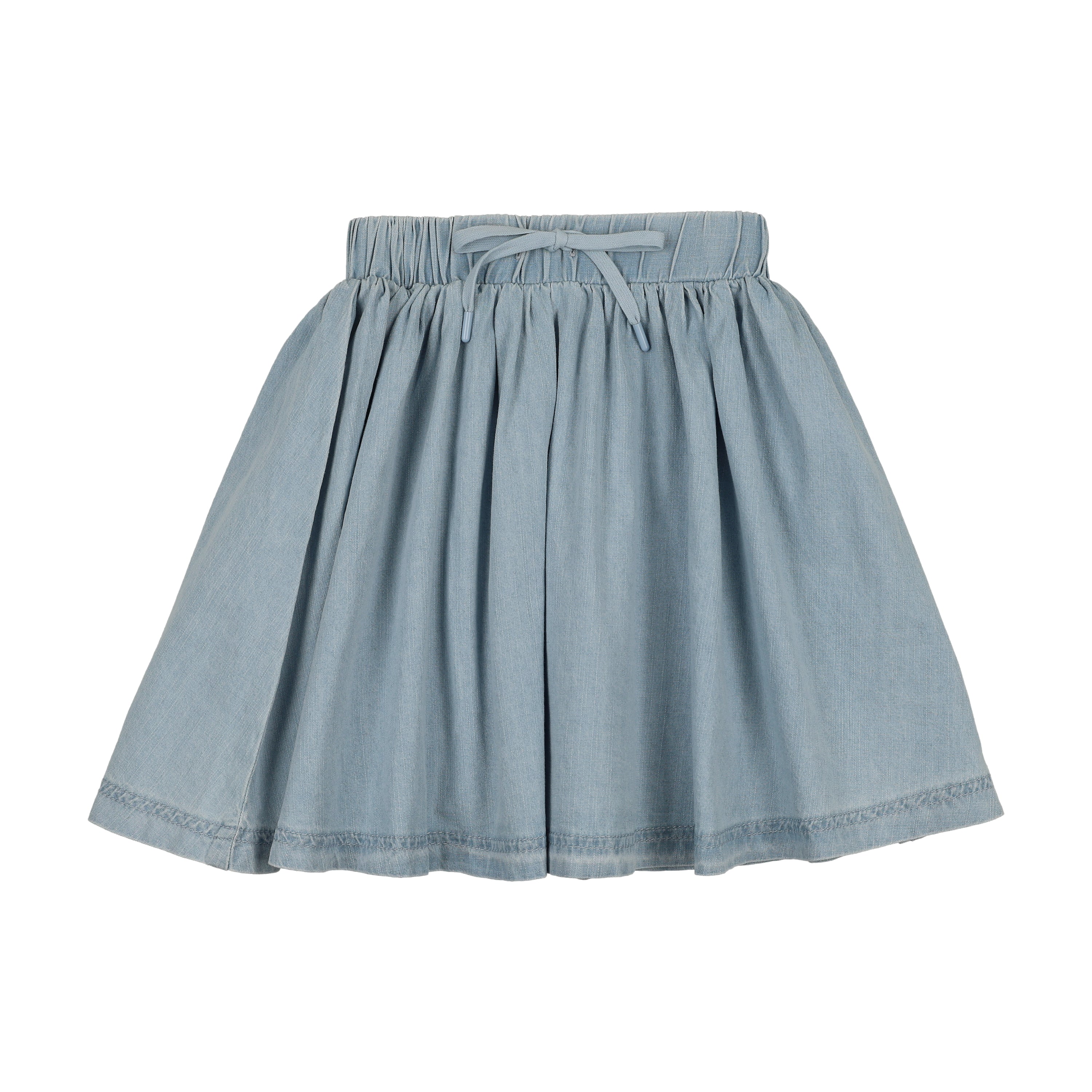 Denim Drawstring Skirt-Light Wash