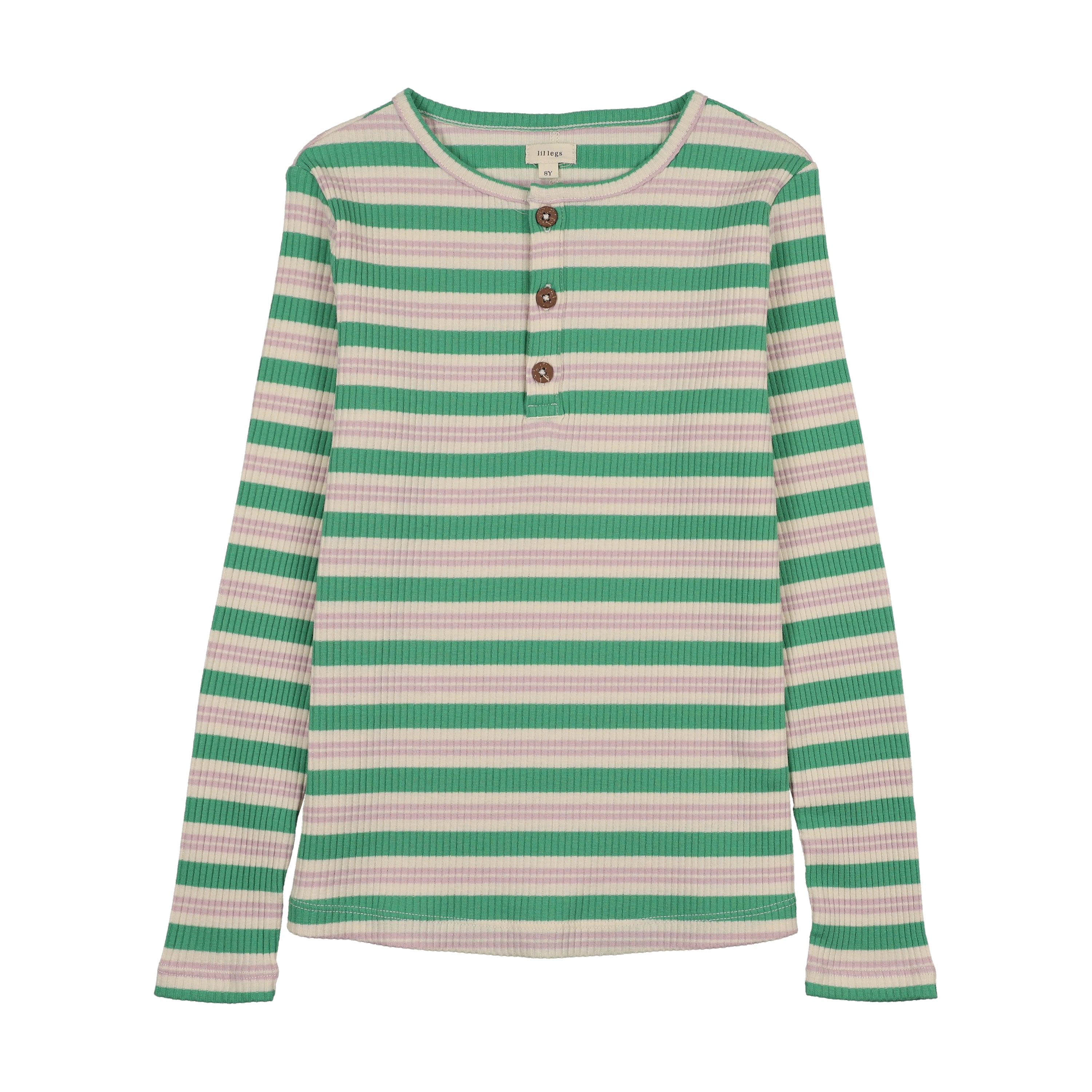 Basic Stripe Henley-Green/Purple