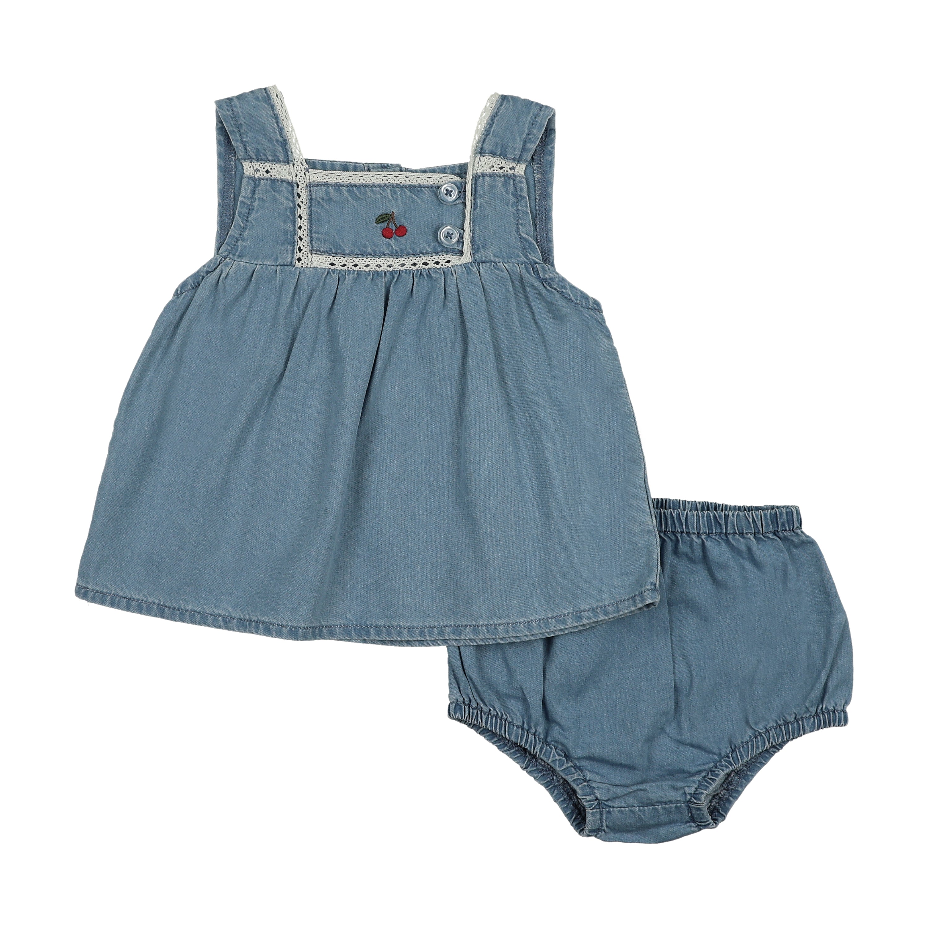Denim Capsule Toddler Girl Set-Blue Tencel