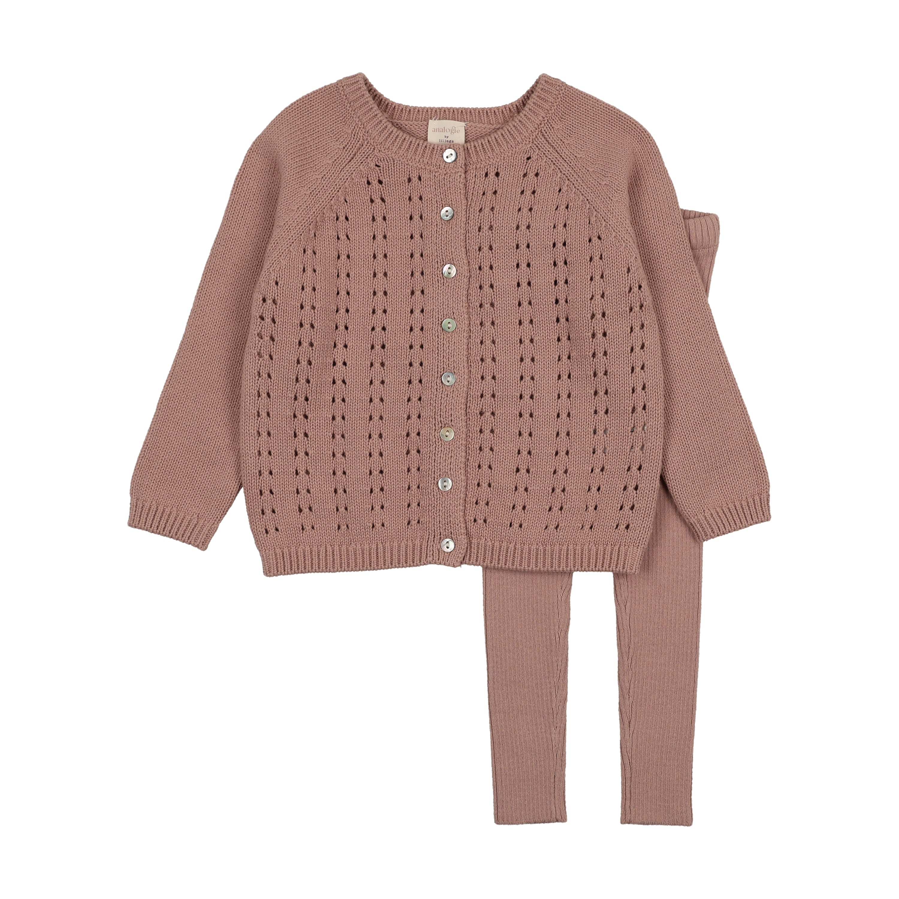 Cardigan Knit Set-Pink