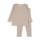 Grid Print Lounge Set-Oat