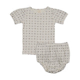 Puff Sleeve Toddler Set-Floral Interlock