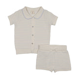 Textured Stripe Knit Set-Clear Blue