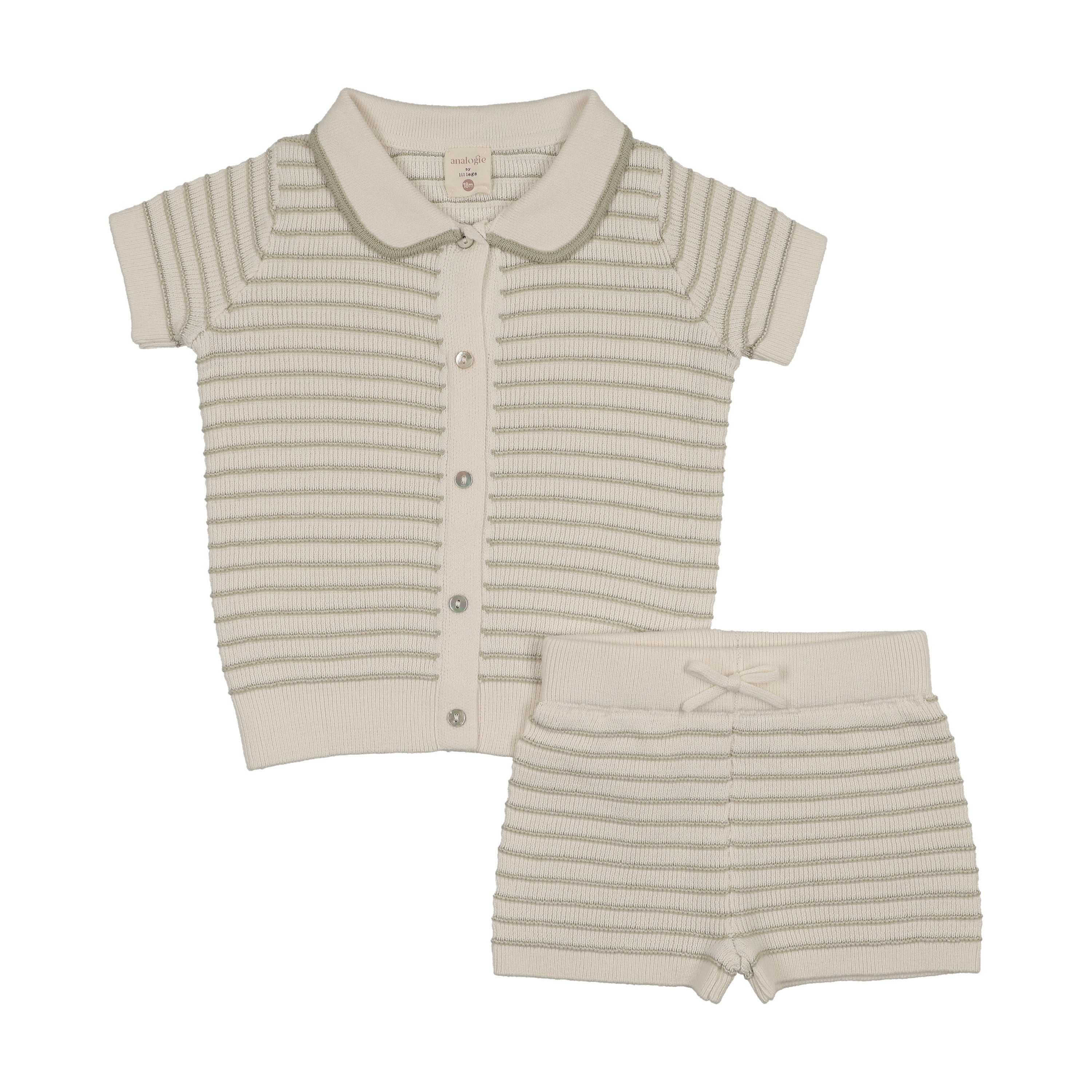 Textured Stripe Knit Set-Shrub Green
