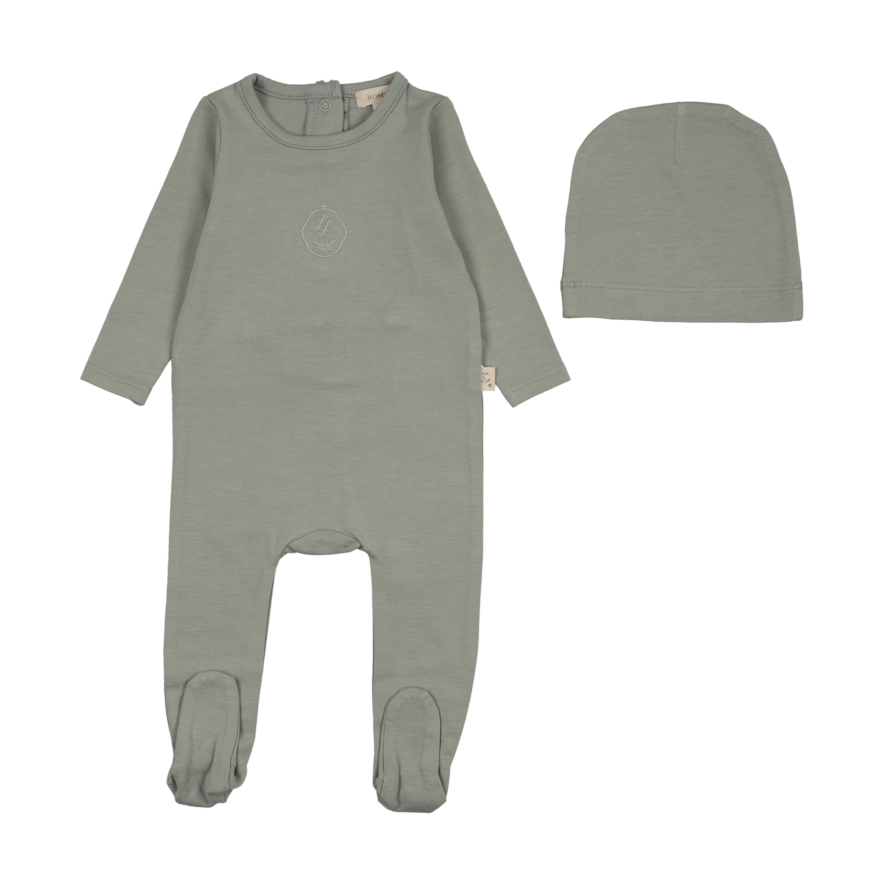 Embroidered Lounge Footie-Seafoam