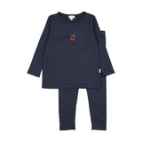 Embroidered Lounge Set-Navy Cherry