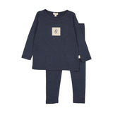 Embroidered Lounge Set-Navy Crest