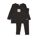 Embroidered Lounge Set-Black