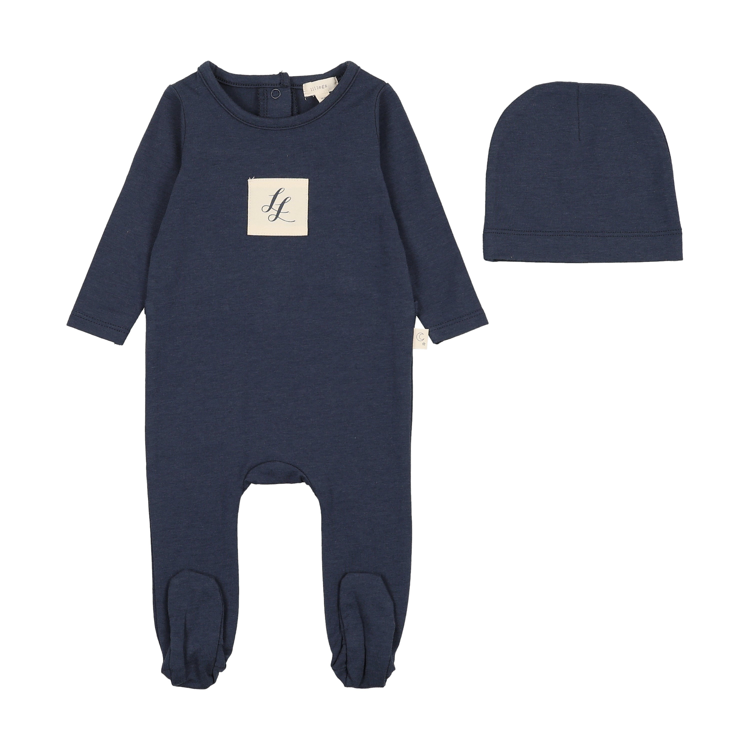 Embroidered Lounge Footie-Navy Crest