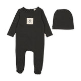 Embroidered Lounge Footie-Black