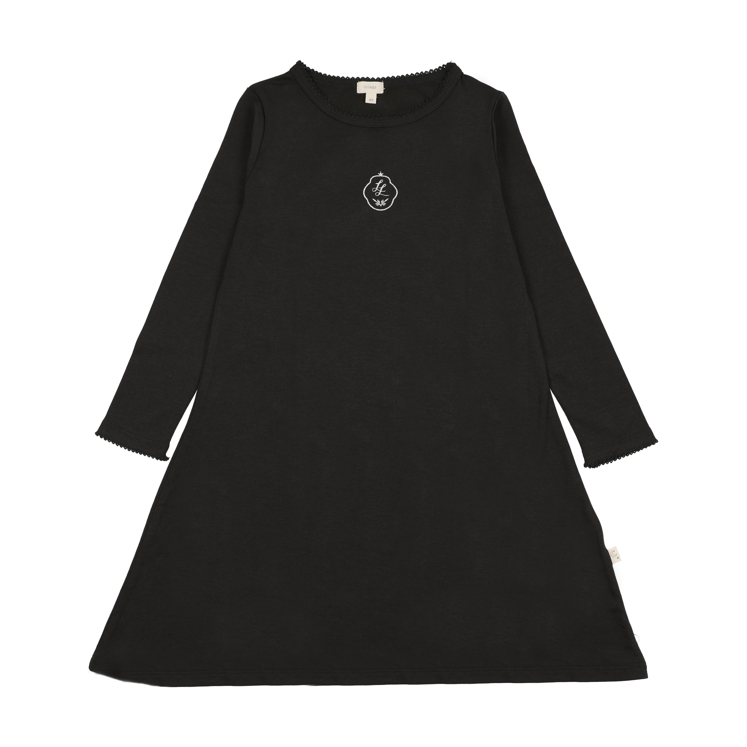Crest Night Gown-Black