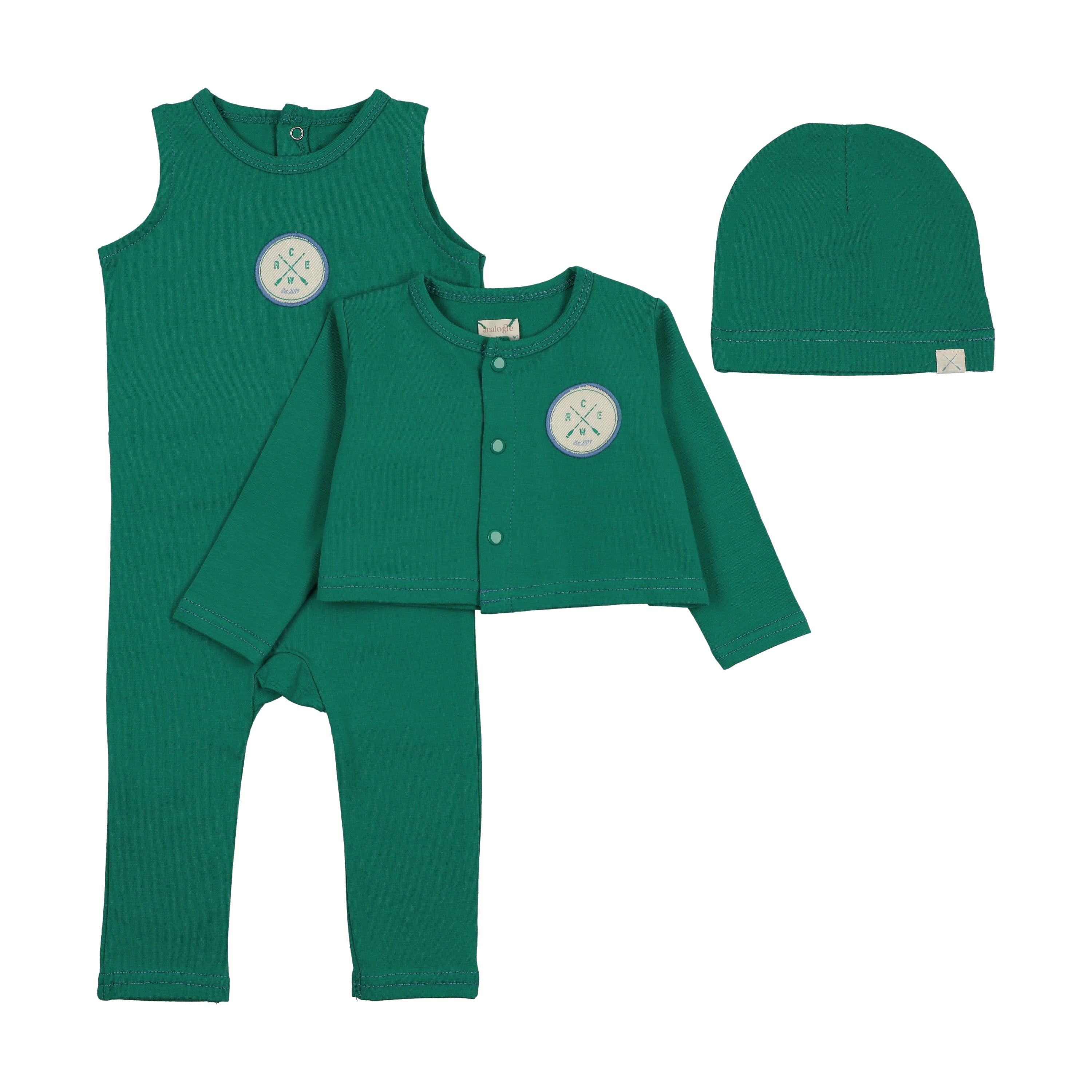 Boating Crew Boys Footie With Cardigan-Electric Green