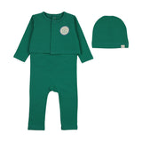 Boating Crew Boys Footie With Cardigan-Electric Green