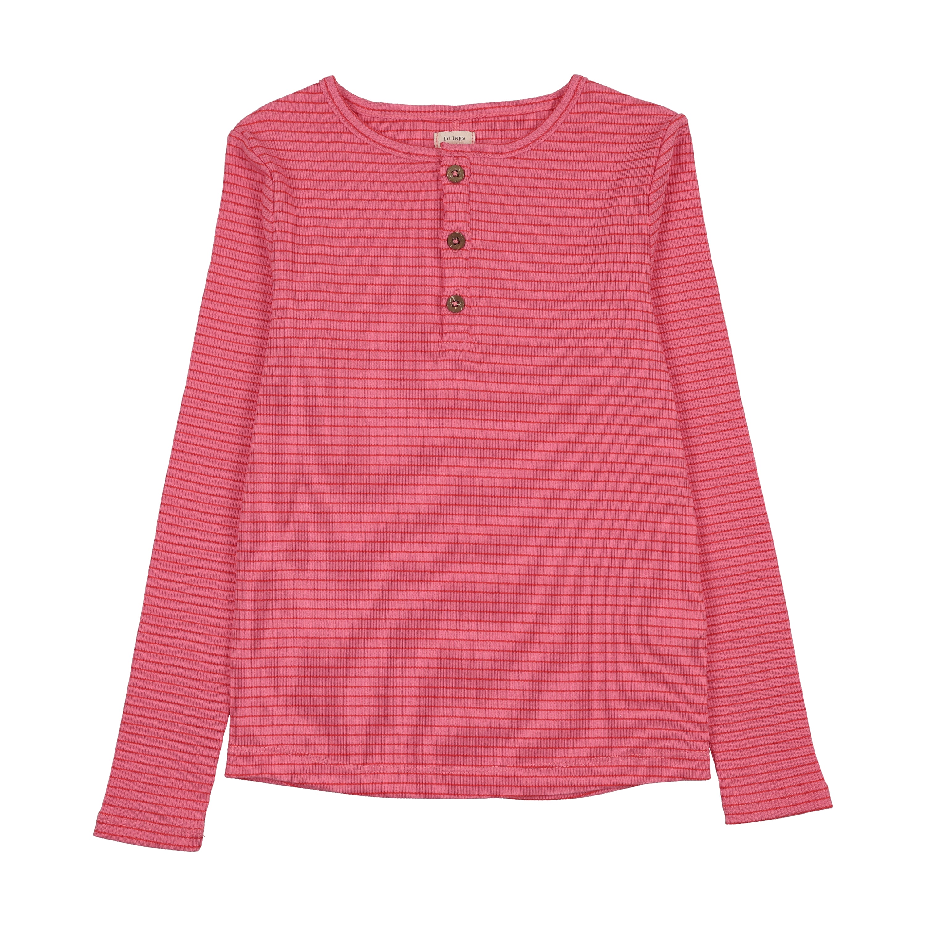 Basic Stripe Henley-Pink/Red