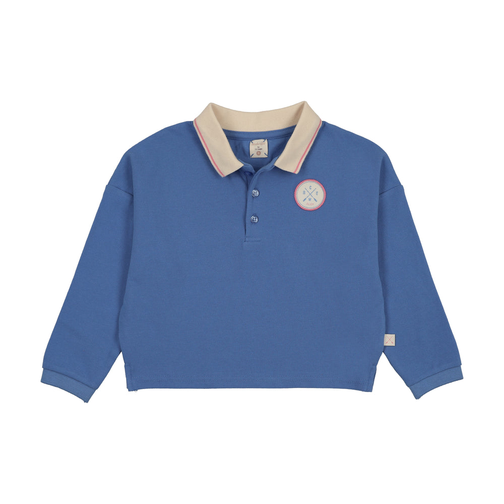 Boating Crew Patch Girls Polo-Fresh Blue