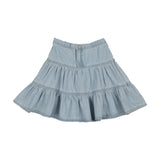 Denim Tiered Skirt-Light Wash