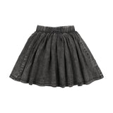 Denim Drawstring Skirt-Black Wash