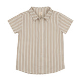 Downtown Boys SS Button Down Shirt-Wheat Stripe