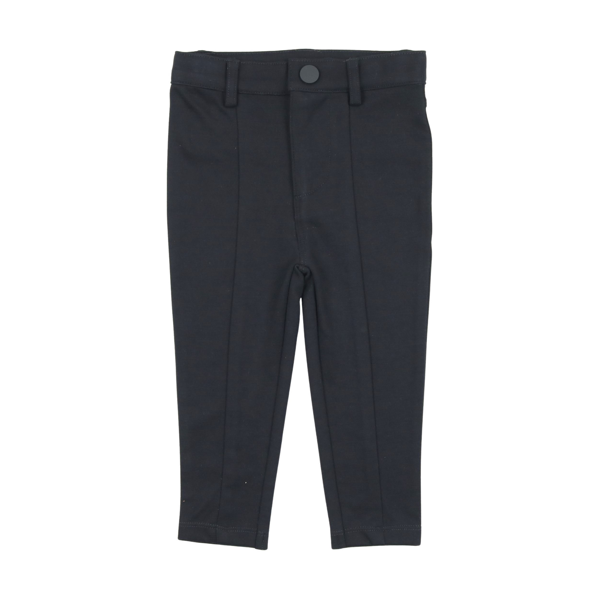 Basic Knit Stretch Pants With Seam - Navy