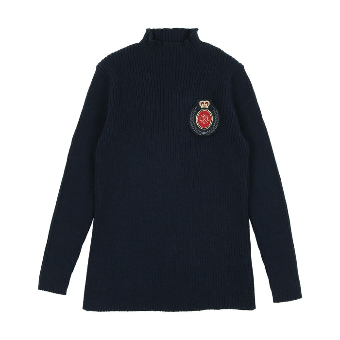 Crest Knit Funnel Neck Sweater