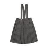 Knife Pleated Suspender Skirt-Mid Grey