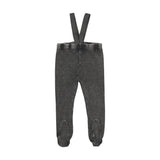Washed Suspender Leggings With Feet- Black Wash