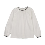 Ruffle Trim Blouse-Winter White