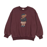 Bear Sweatshirt Girl-Washed Burgundy