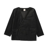 Trim Velvet Blazer-Black