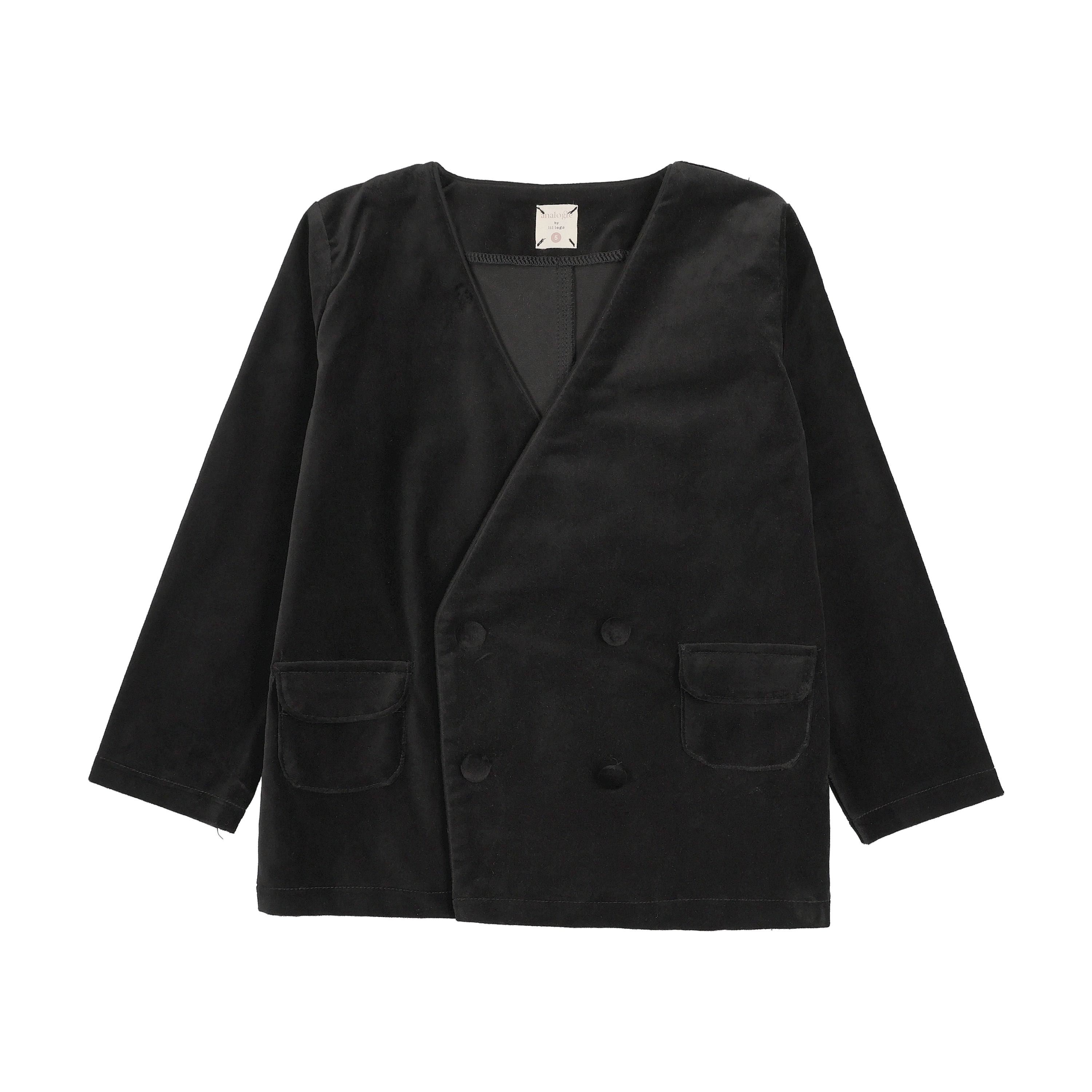 Trim Velvet Blazer-Black