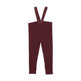 Ribbed Suspender Leggings-Burgundy