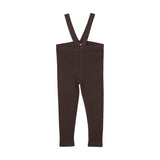 Ribbed Suspender Leggings-Chocolate Brown
