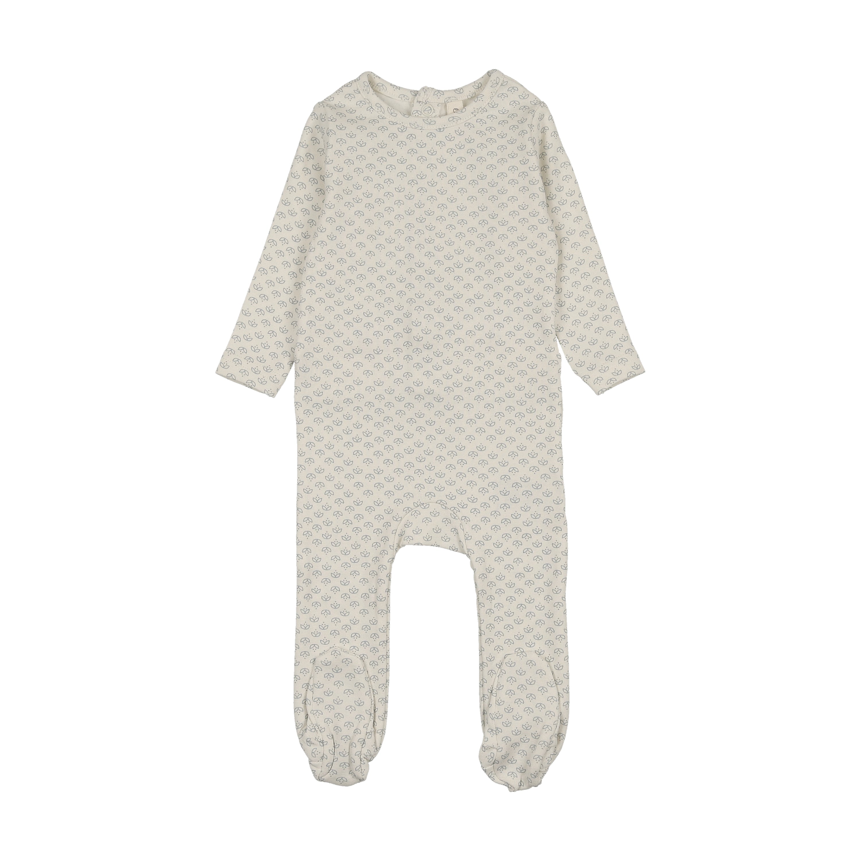 Mini flora print footie-cream/blue