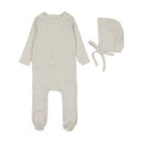 Mini flora print footie set-cream/blue