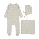 Mini flora print layette set-cream/blue