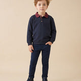 Denim Day Boys Sweatshirt Polo-Navy