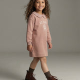 Varsity Crest Sweatshirt Dress-Bud Pink