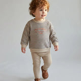 Bold Boy Stripe Sweatshirt Set-Stripe Print
