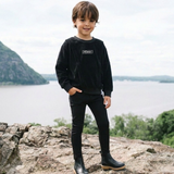 Velour Boys Sweatshirt-Black