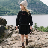 Velour Girls Sweatshirt-Black