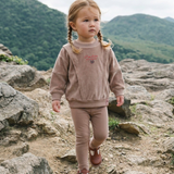 Velour Girls Sweatshirt Set-Dried Rose