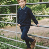 Sweet Campaign Denim Removable Collar Sweatshirt-Navy