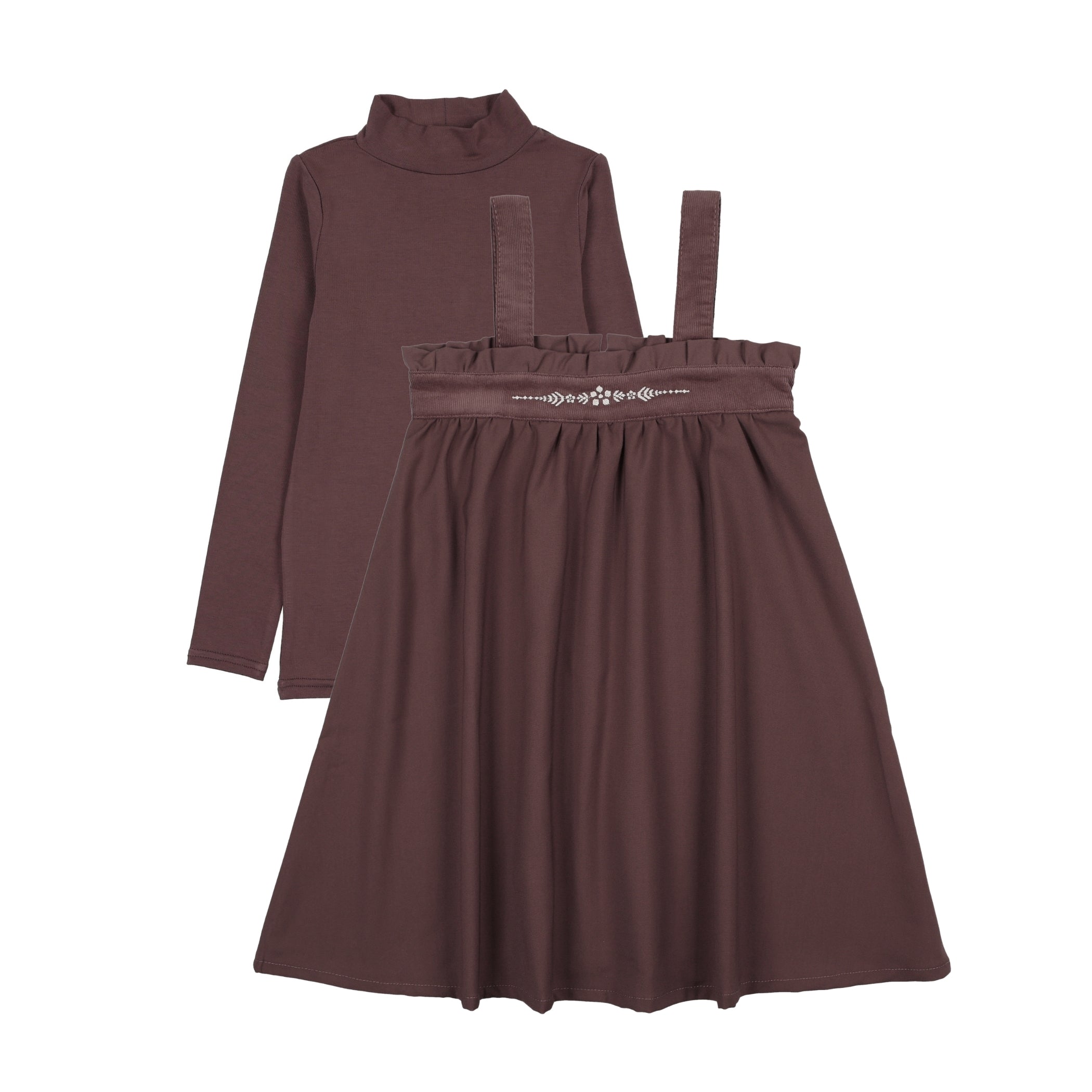Embroidered Jumper Mockneck Set Lgirl-Vintage Purple