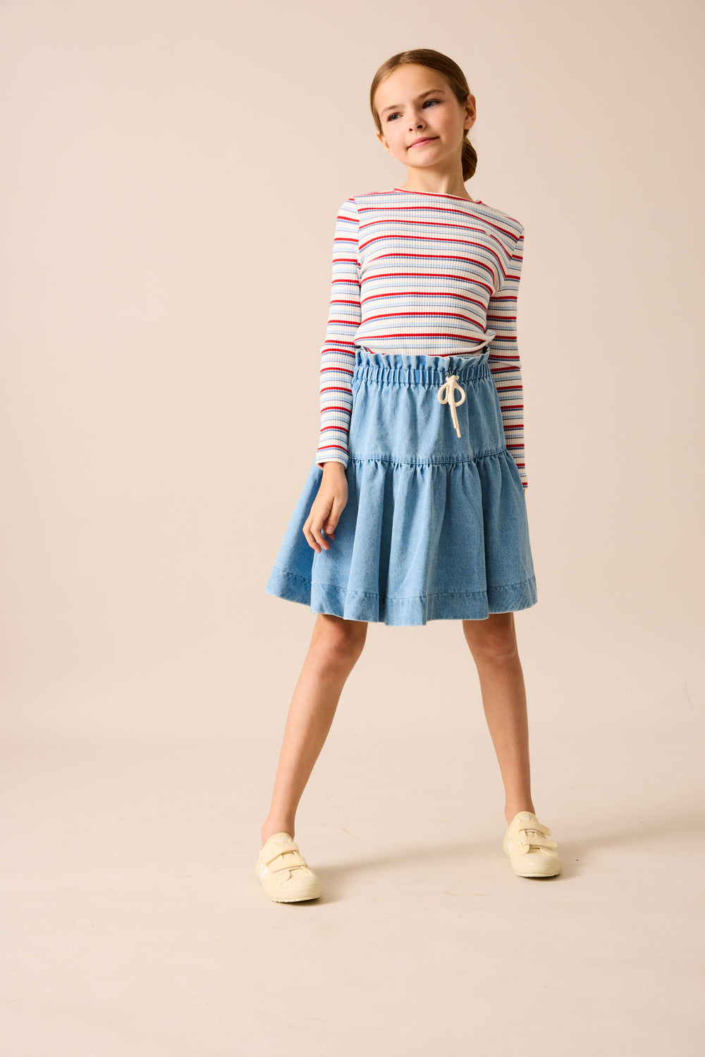 Basic Stripe Tee-Blue/Red