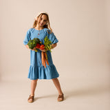 Denim Capsule Dress 3/4 Sleeves-Blue Tencel