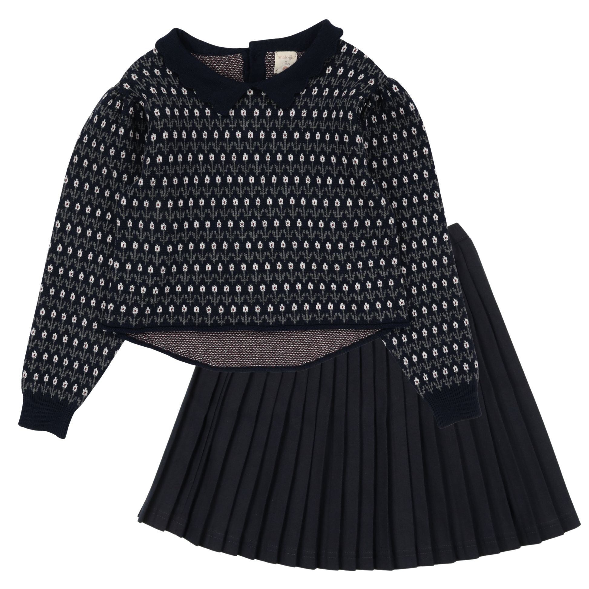 Navy Multiknit Skirt Set