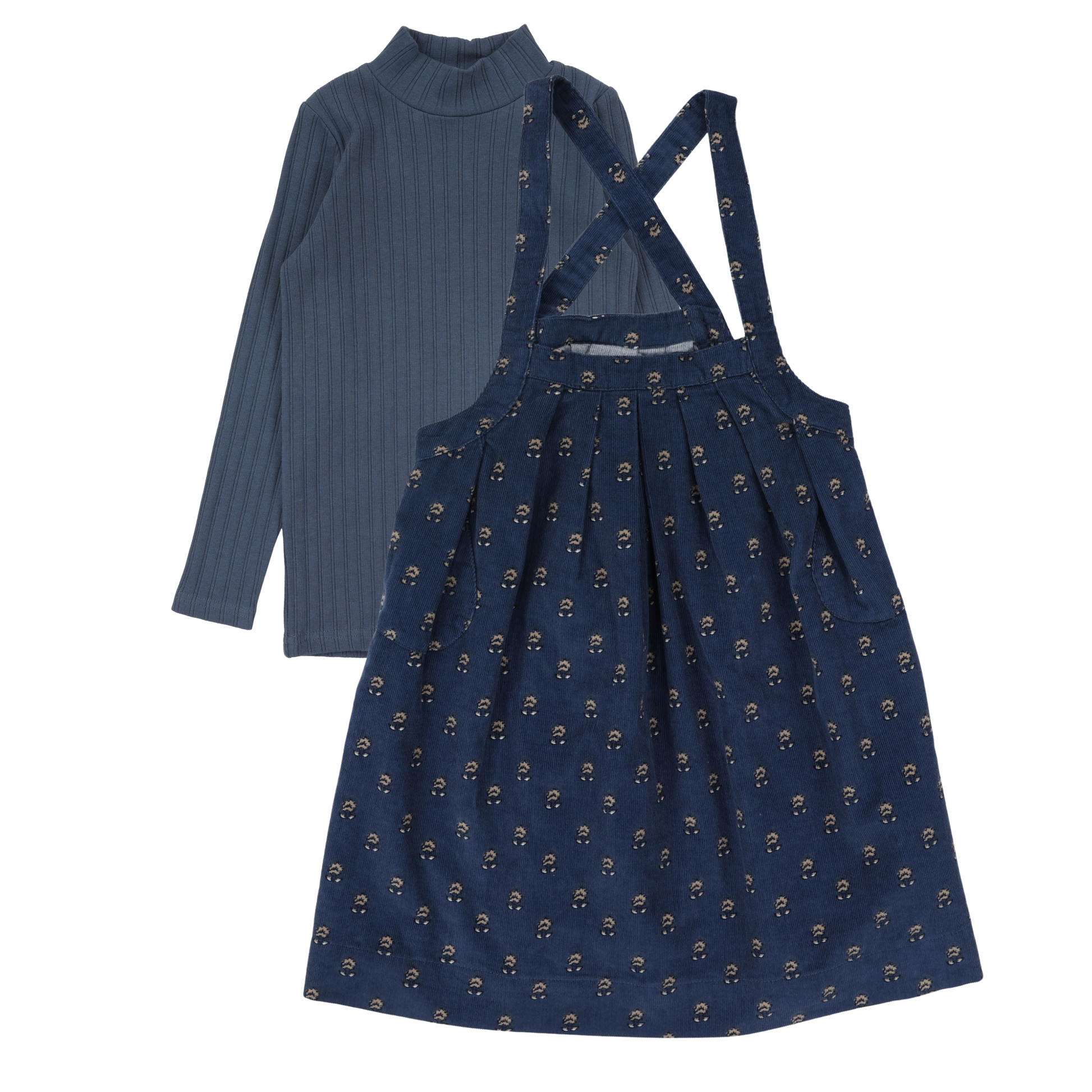 Off Blue Vintage Floral Jumper Set