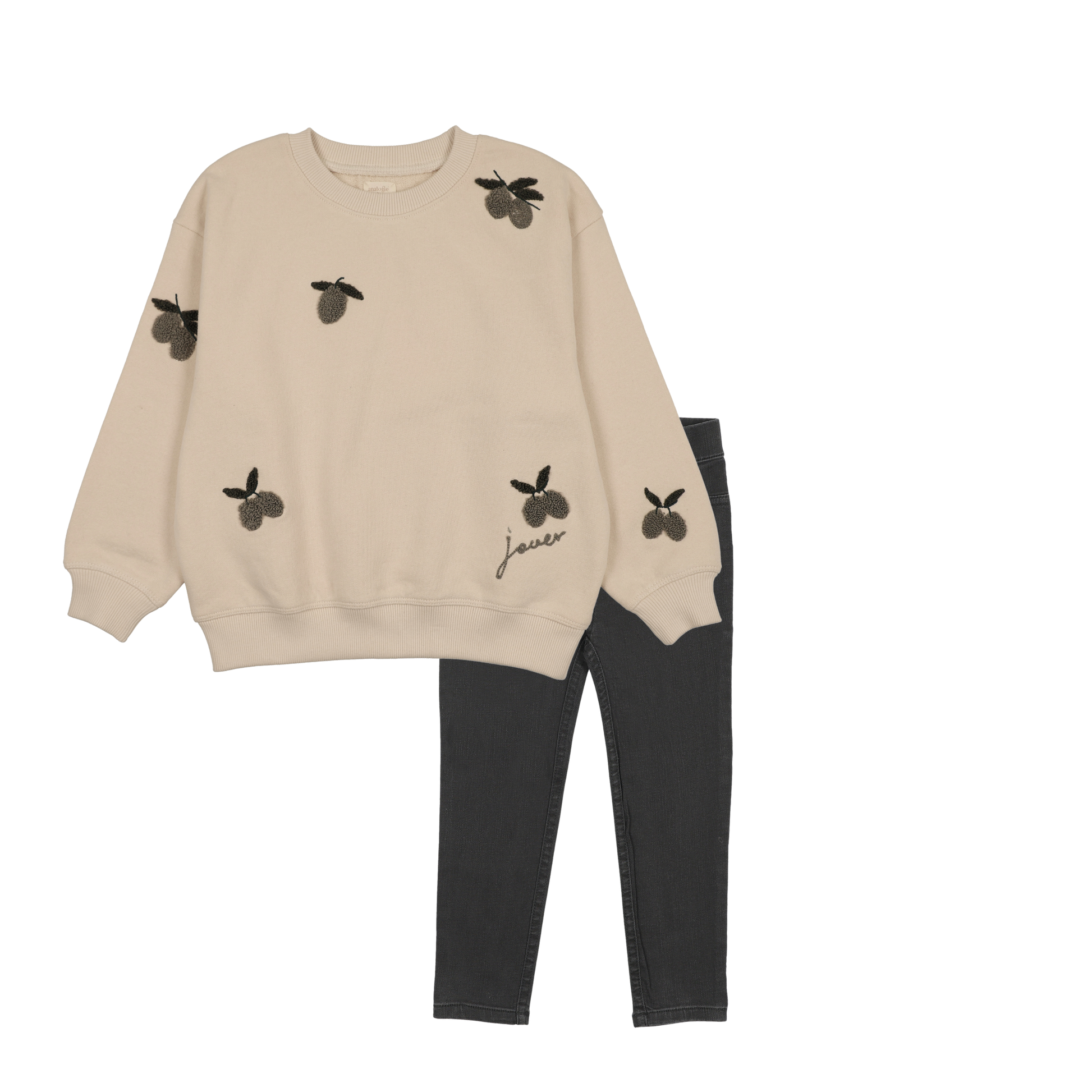 Olive Patch Sweatshirt Set